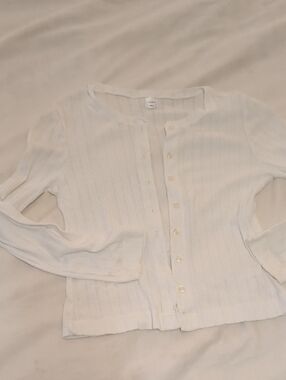 LESET Cream-Ribbed Knit Top